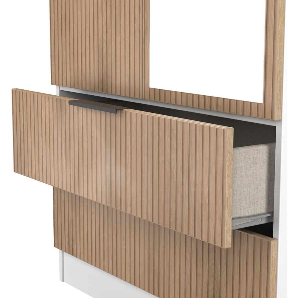 Crowndale Java 2 Door 2 Drawer Slatt Effect and White Tall Mirrored Wardrobe Ready Assembled Image 7