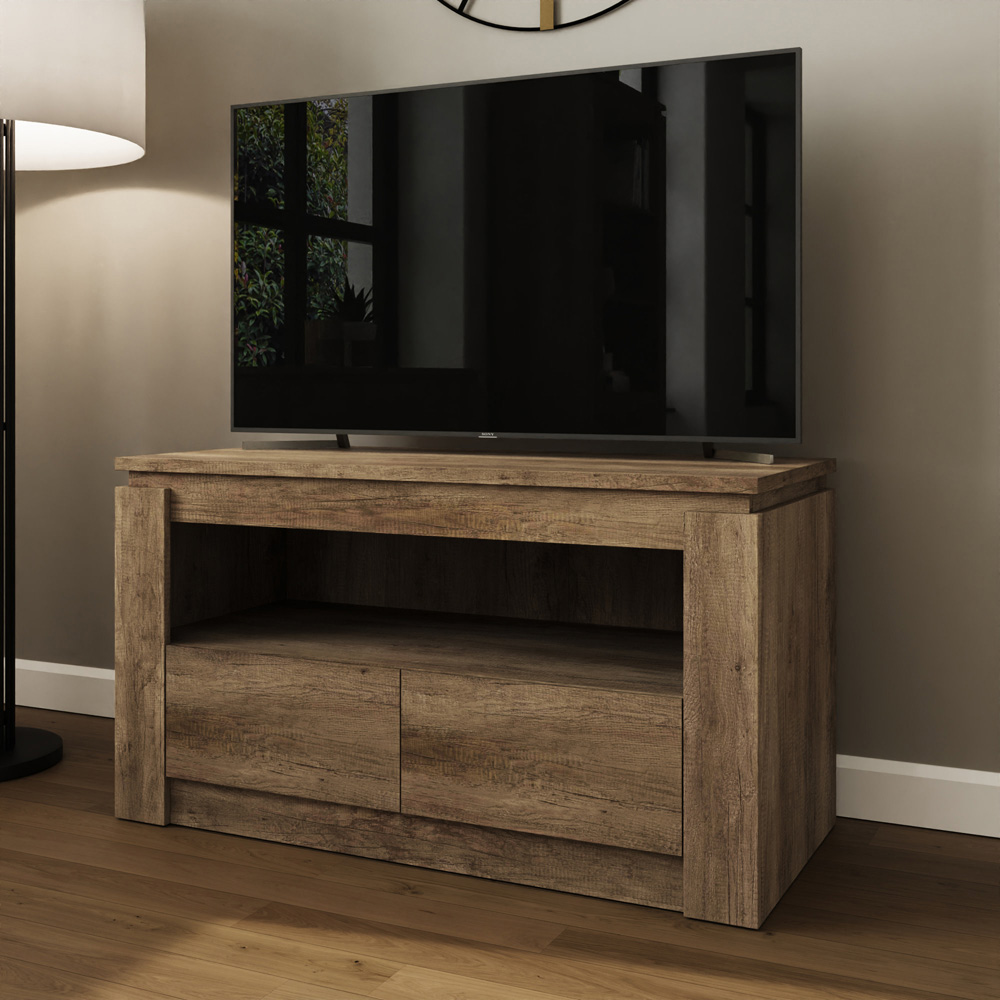 GFW Canyon 2 Drawer Single Shelf Oak TV Unit Image 7