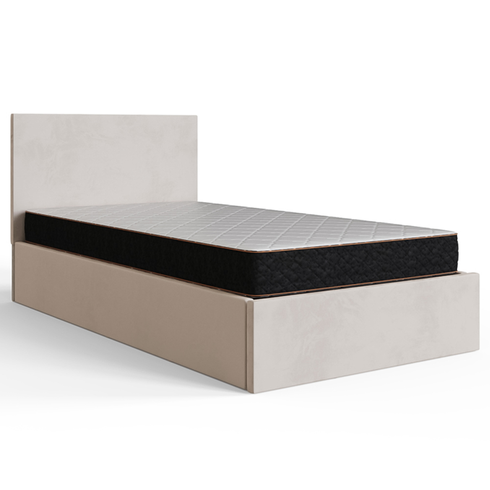 GFW Single Natural Velvet End Lift Ottoman Bed with Memory Pocket Spring Mattress Image 3