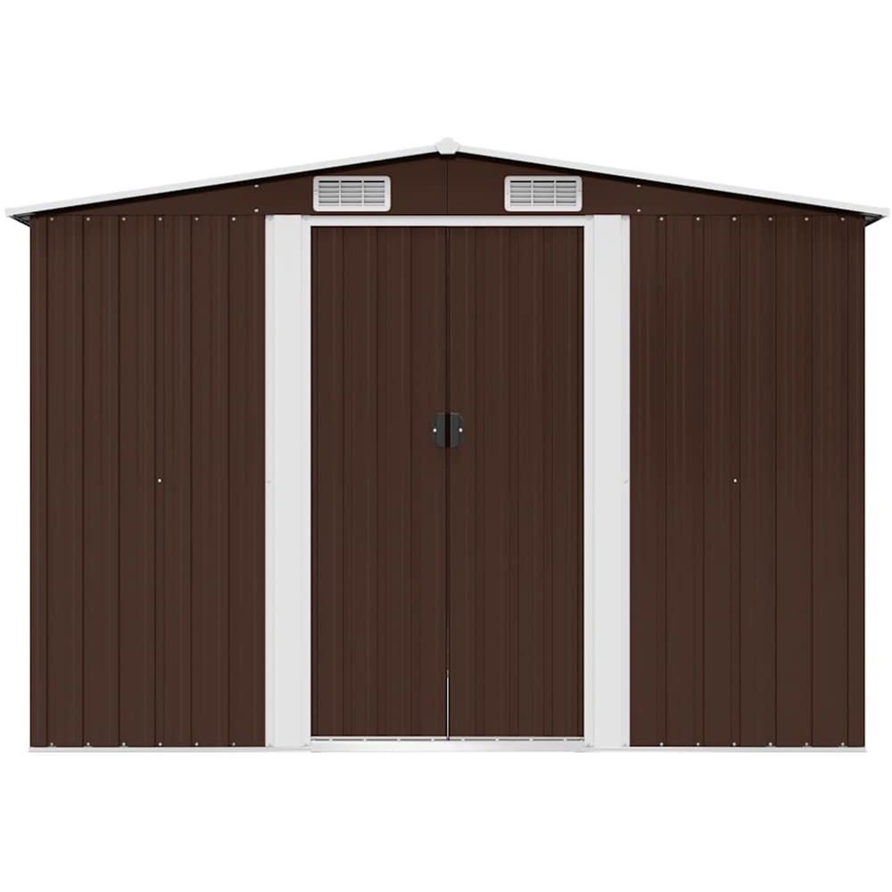 vidaXL 8.4 x 6.7ft Brown Galvanised Steel Apex Garden Shed Image 4