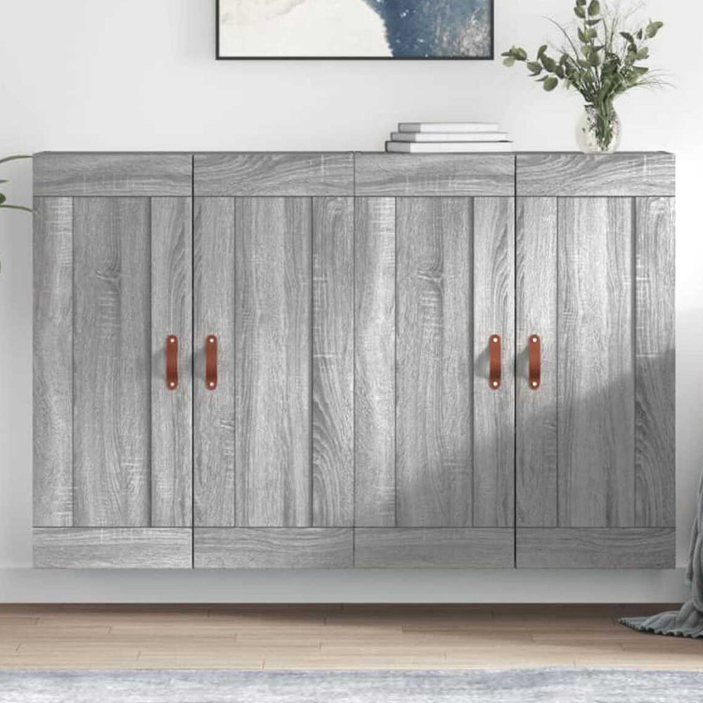 vidaXL 2 Door Grey Sonoma Wall Mounted Cabinet Set of 2 Image 1