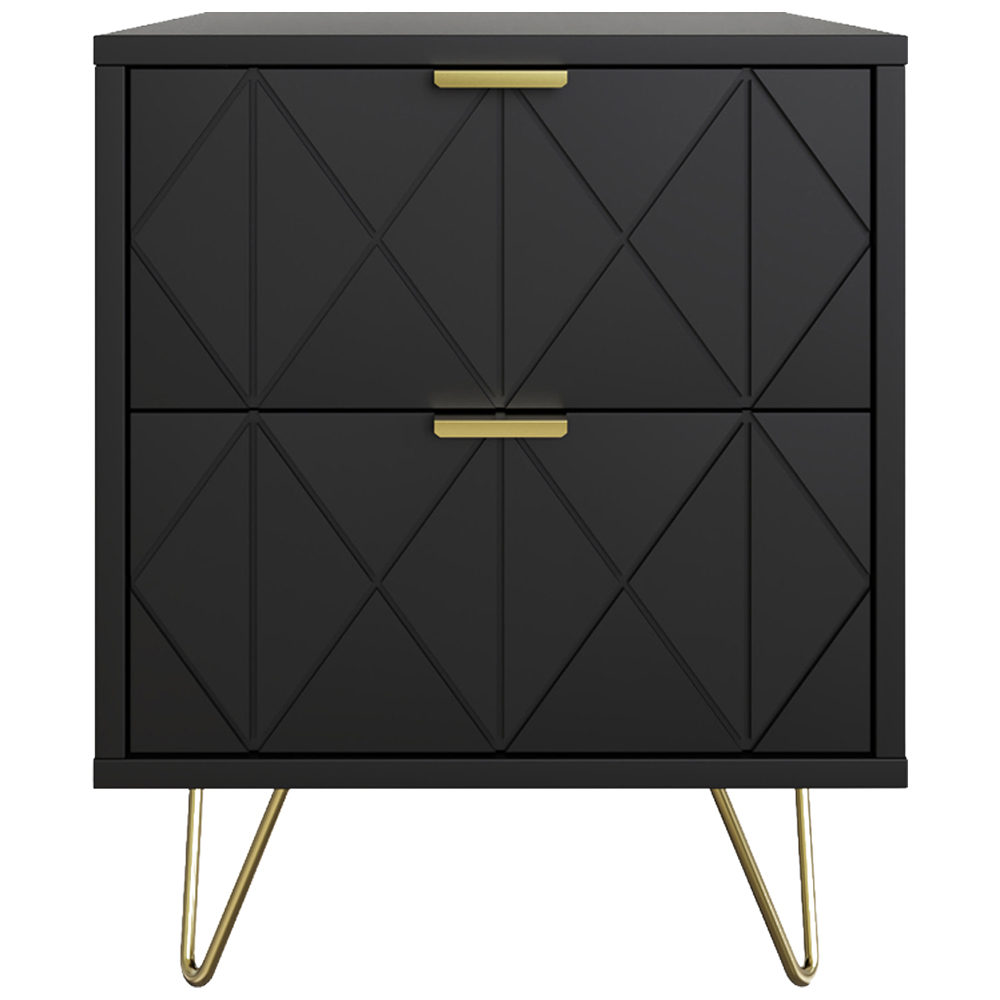 GFW Alora 2 Drawer Black Bedside Table Image 5
