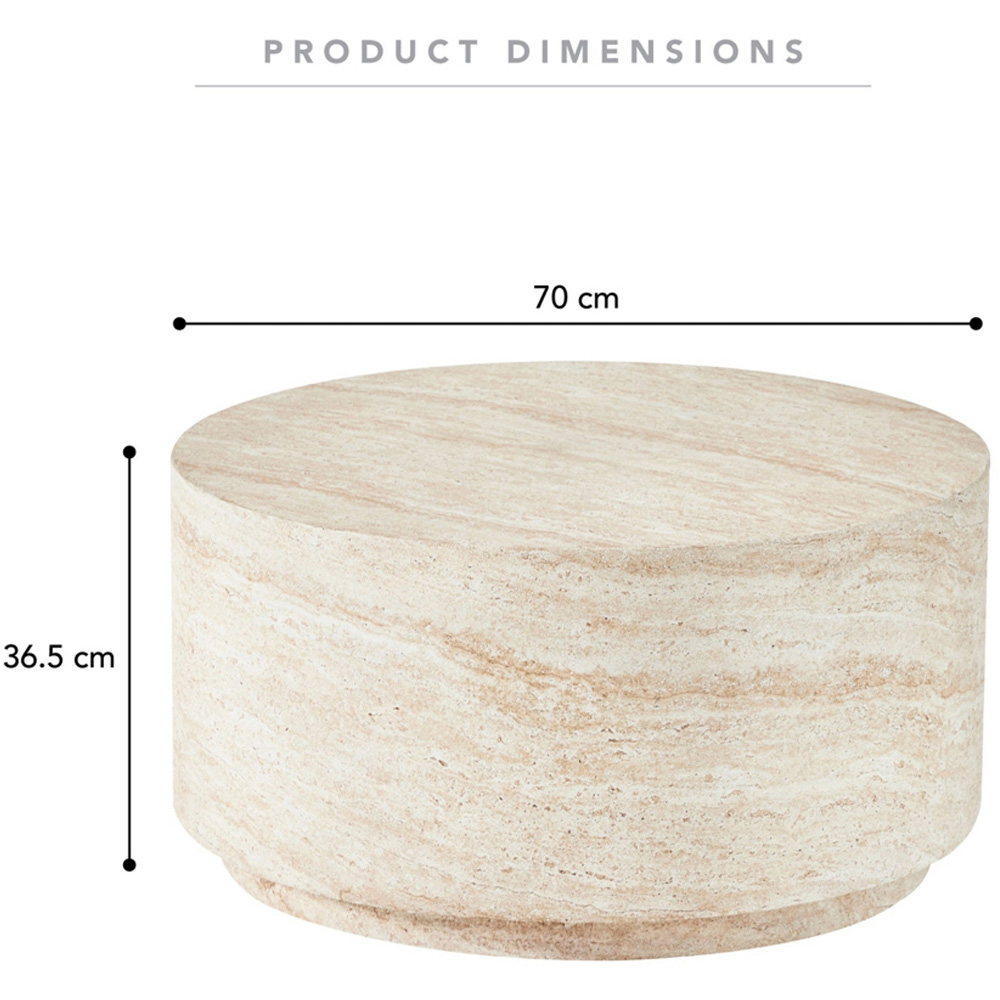 Desser Pisa Travertine Effect Round Coffee Table Image 8