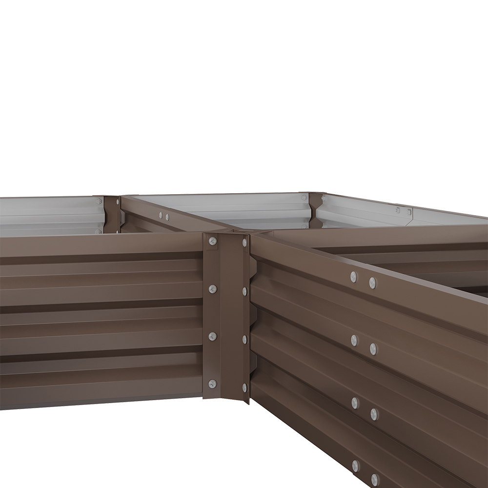 Living and Home Brown U Shap Zinc Steel 5 Compartment Raised Garden Bed 243 x 241cm Image 6