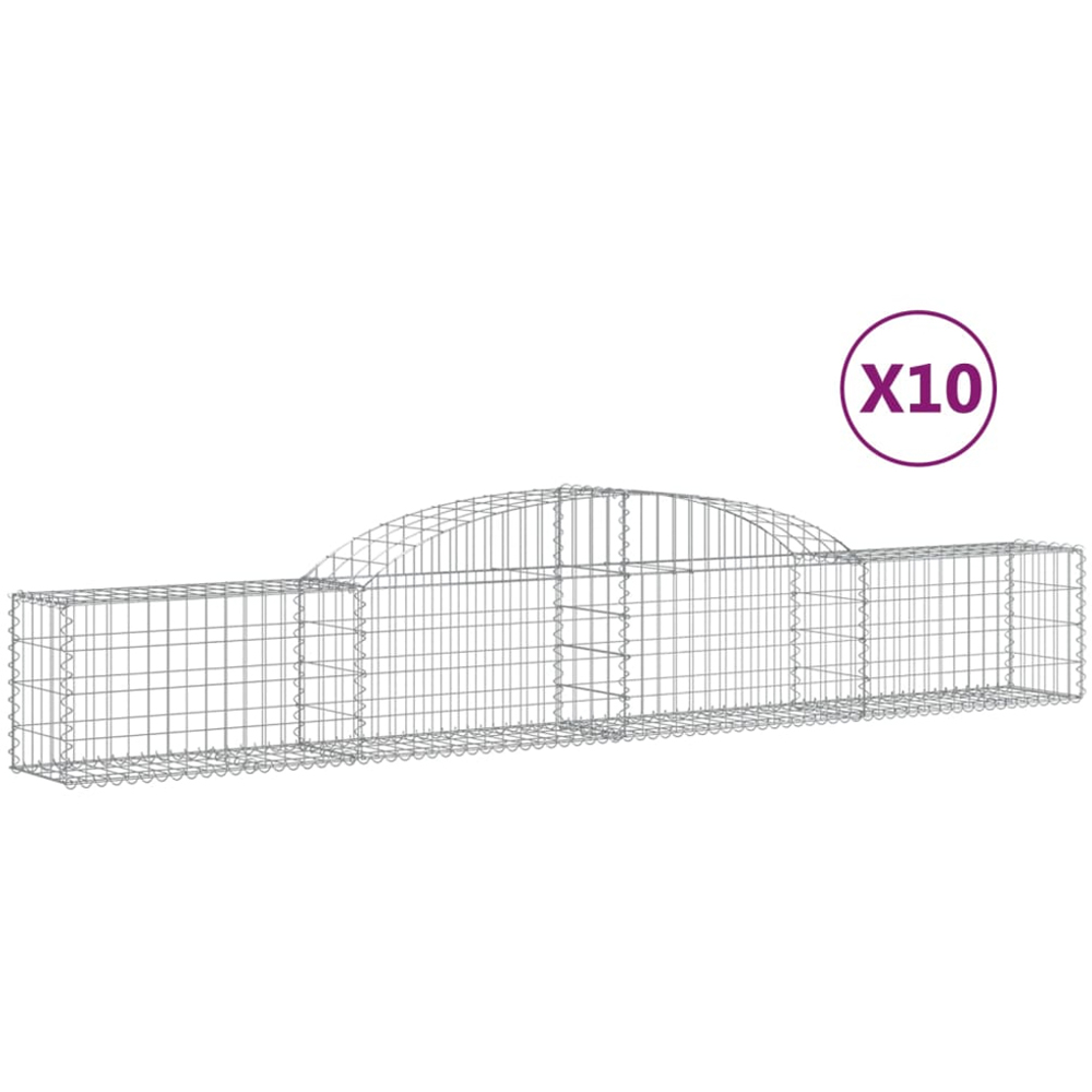 vidaXL Silver Galvanised Iron Arched Gabion Basket 300 x 30 x 40/60cm 10 Pack Image 2