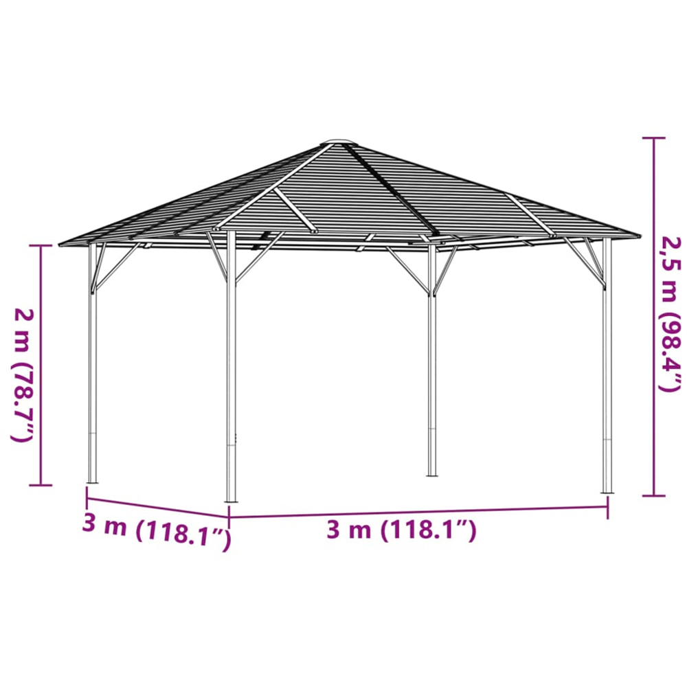 vidaXL 3 x 3m Anthracite Gazebo with Roof Image 5