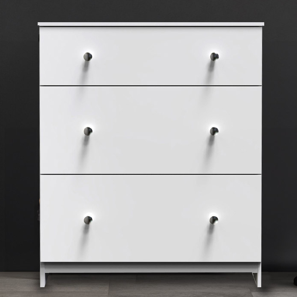 Crowndale Yarmouth 3 Drawer White Deep Chest Ready Assembled Image 1