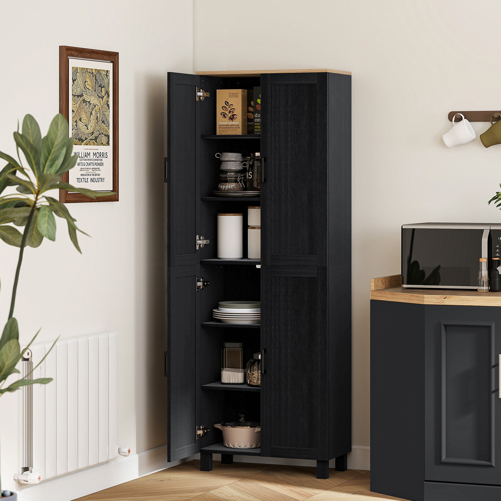 HOMCOM 4 Door Black Kitchen Storage Cabinet Image 3
