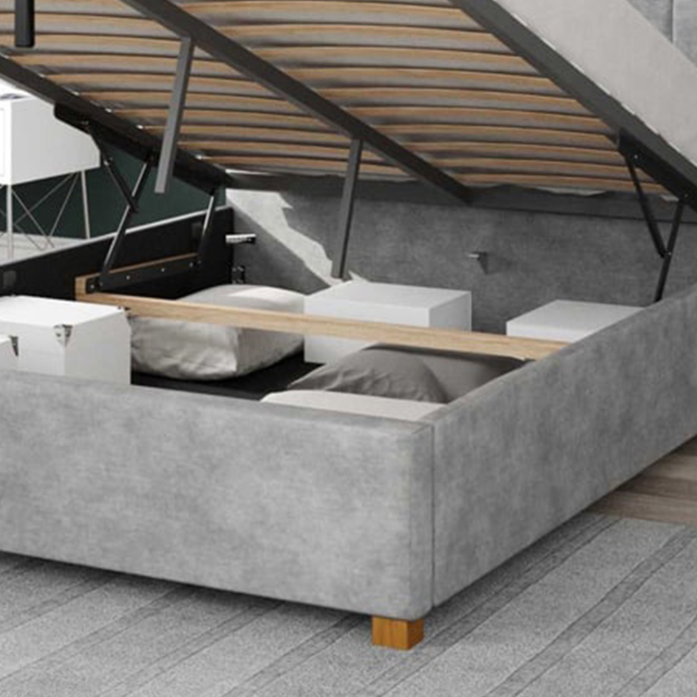 Aspire Hepburn Double Silver Kimiyo Linen Ottoman Bed Image 3