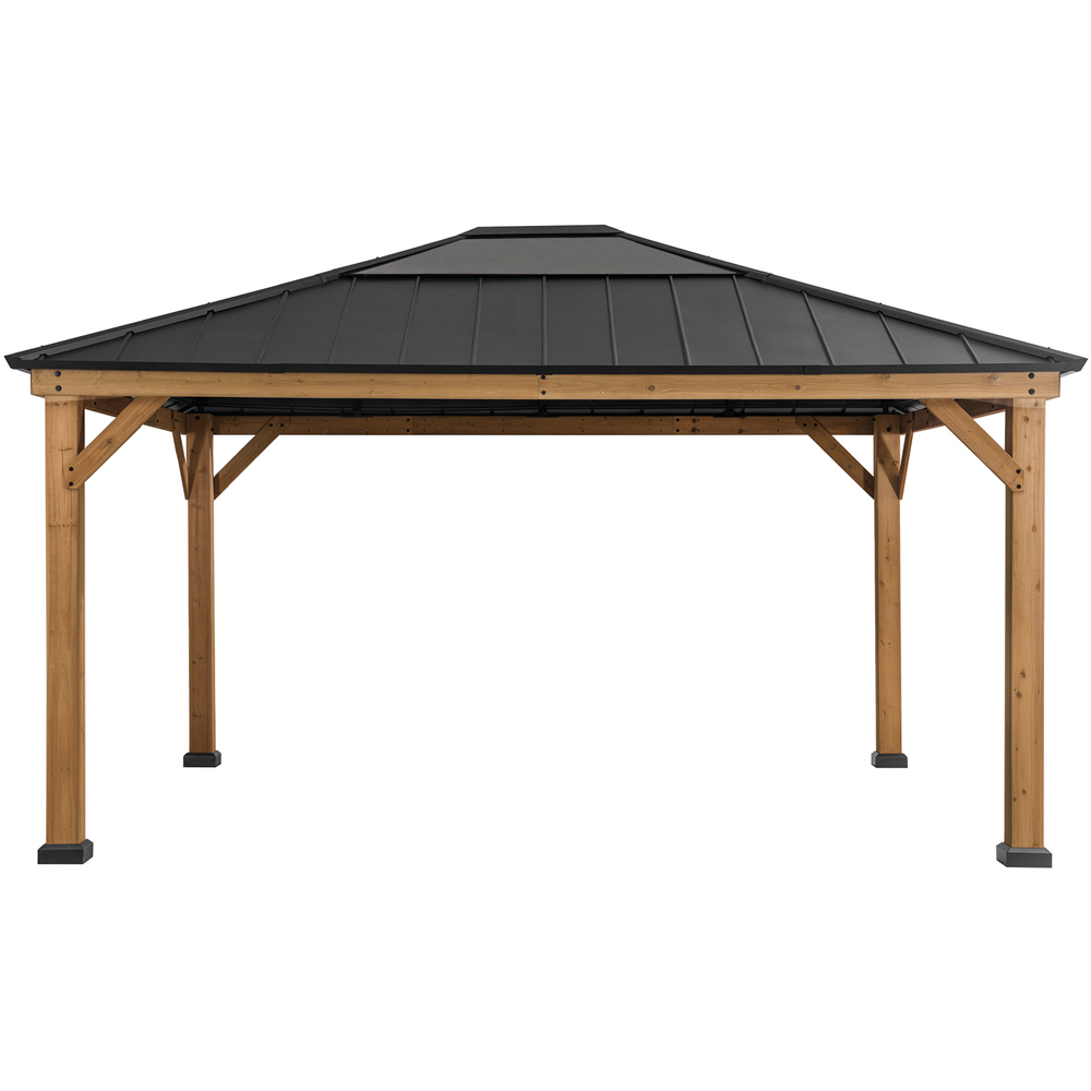 Sunjoy Ernir 3.93 x 4.52m Anthracite Cedar Wood Gazebo Image 2