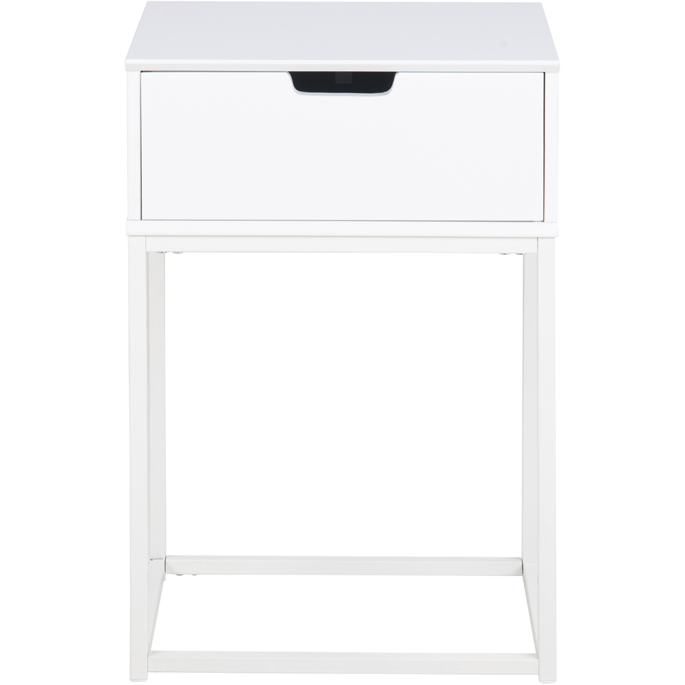 Florence Mitra Single White Drawer Bedside Table Image 3