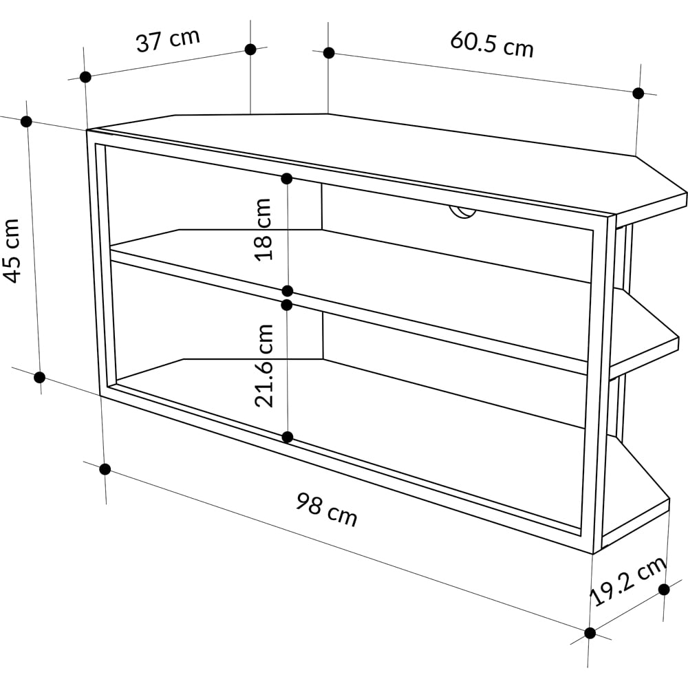 Decortie Echo 2 Shelf Oak Metal Frame Modern TV Unit Image 7