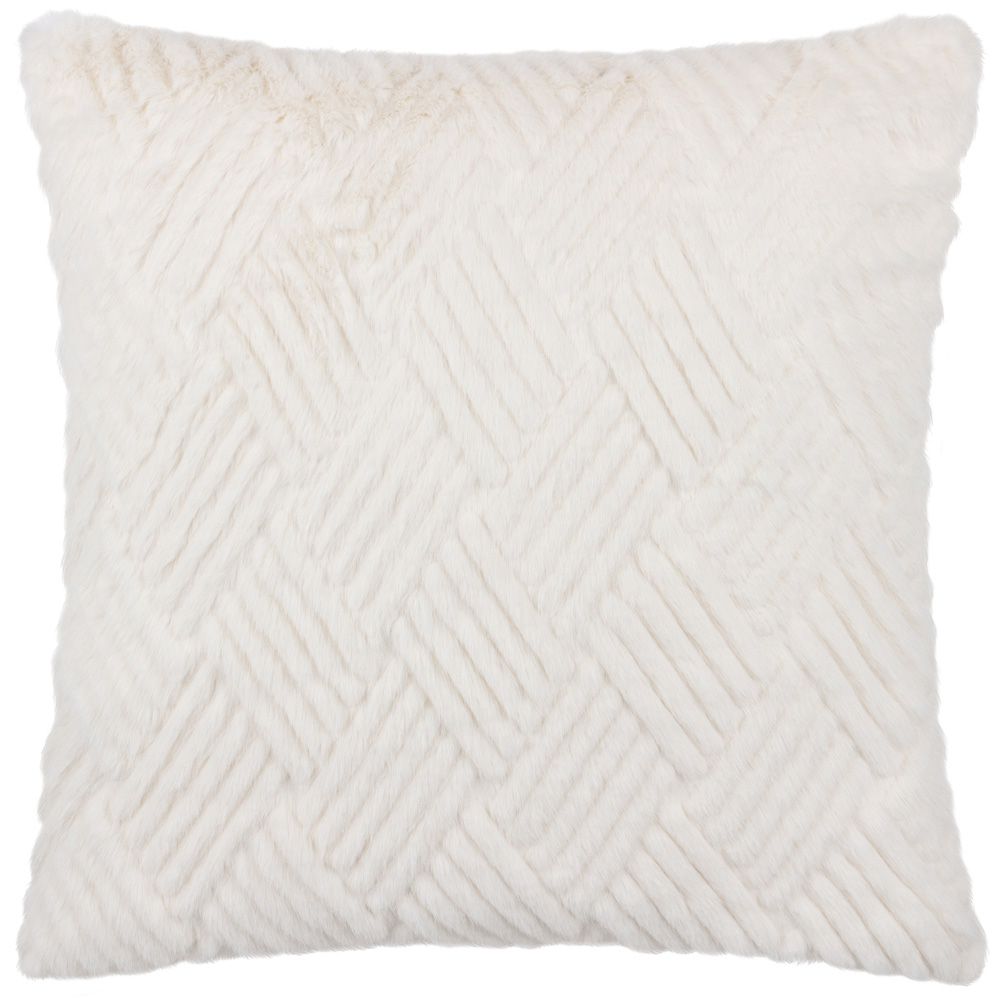 Paoletti Sonnet White Cut Faux Fur Cushion Image 1