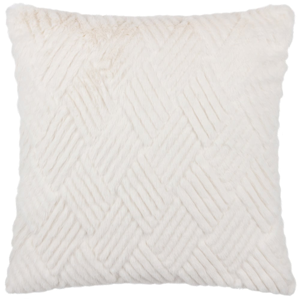 Paoletti Sonnet White Cut Faux Fur Cushion Image 1