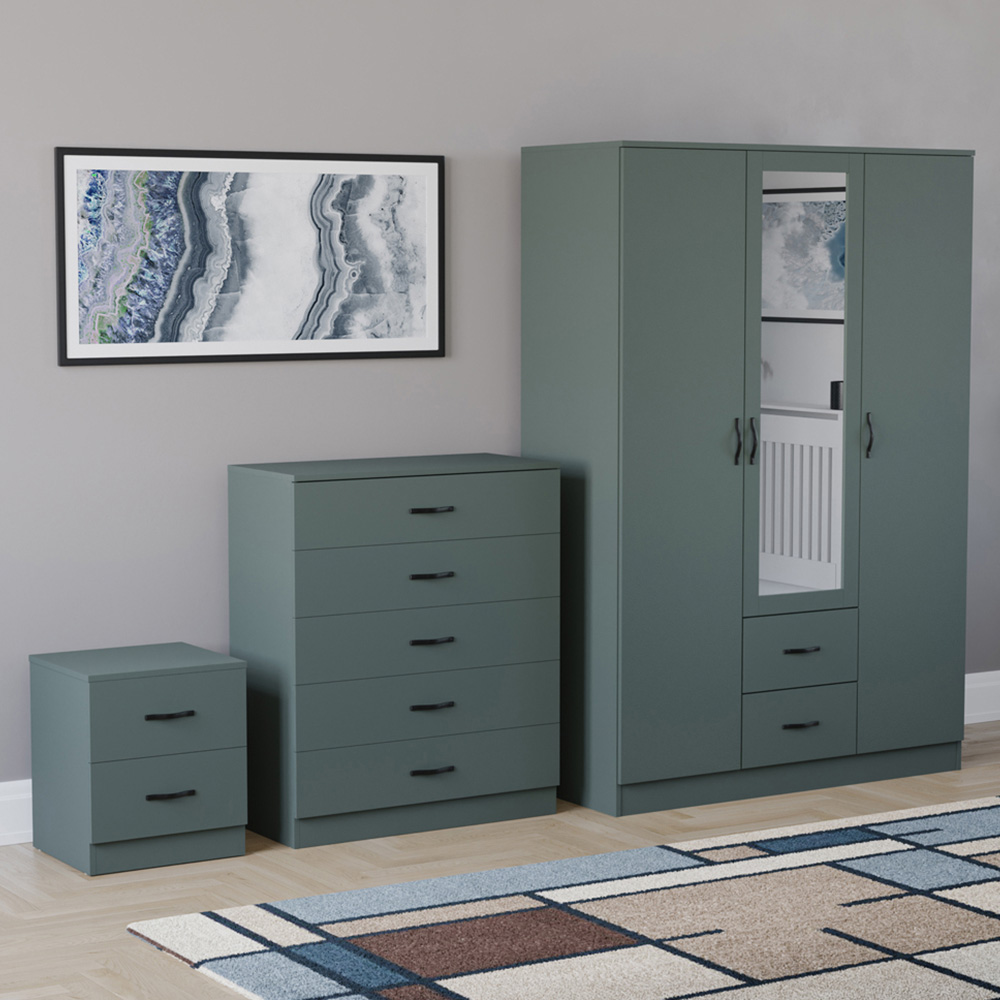 VIDA DESIGNS Riano Green 3 Piece Bedroom Furniture Set Image 1