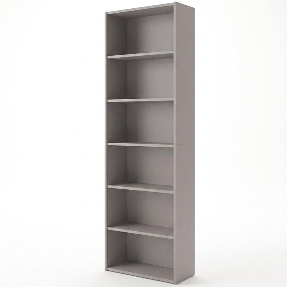Shefa Line 6 Shelf Grey Tall Slim Bookcase Image 2