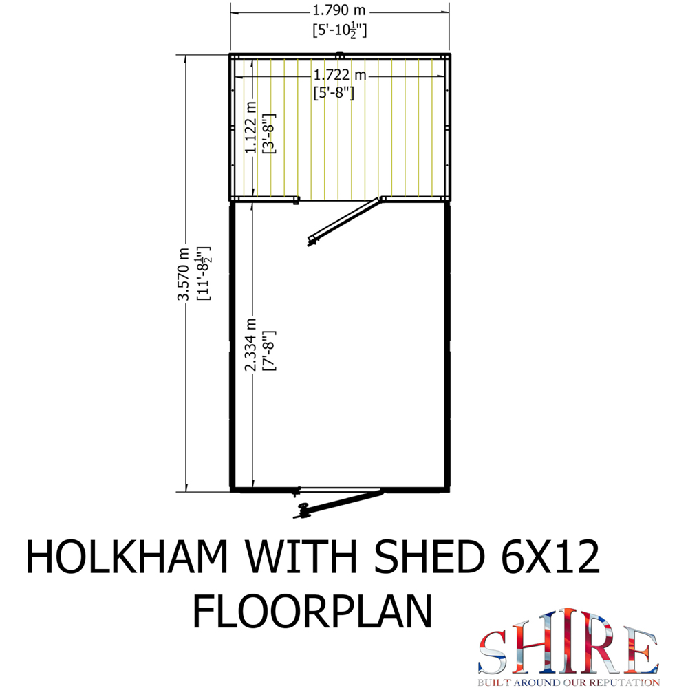 Shire Holkham 6 x 12ft Glazed Toughened Glass Greenhouse with Shed Image 7