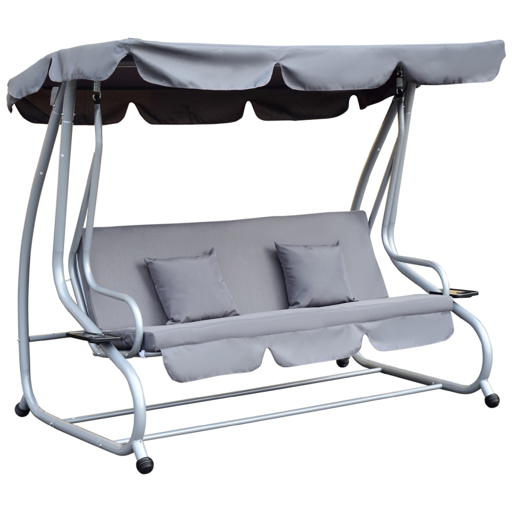 Outsunny 2 in 1 Grey Swing Seat and Hammock Bed Image 2