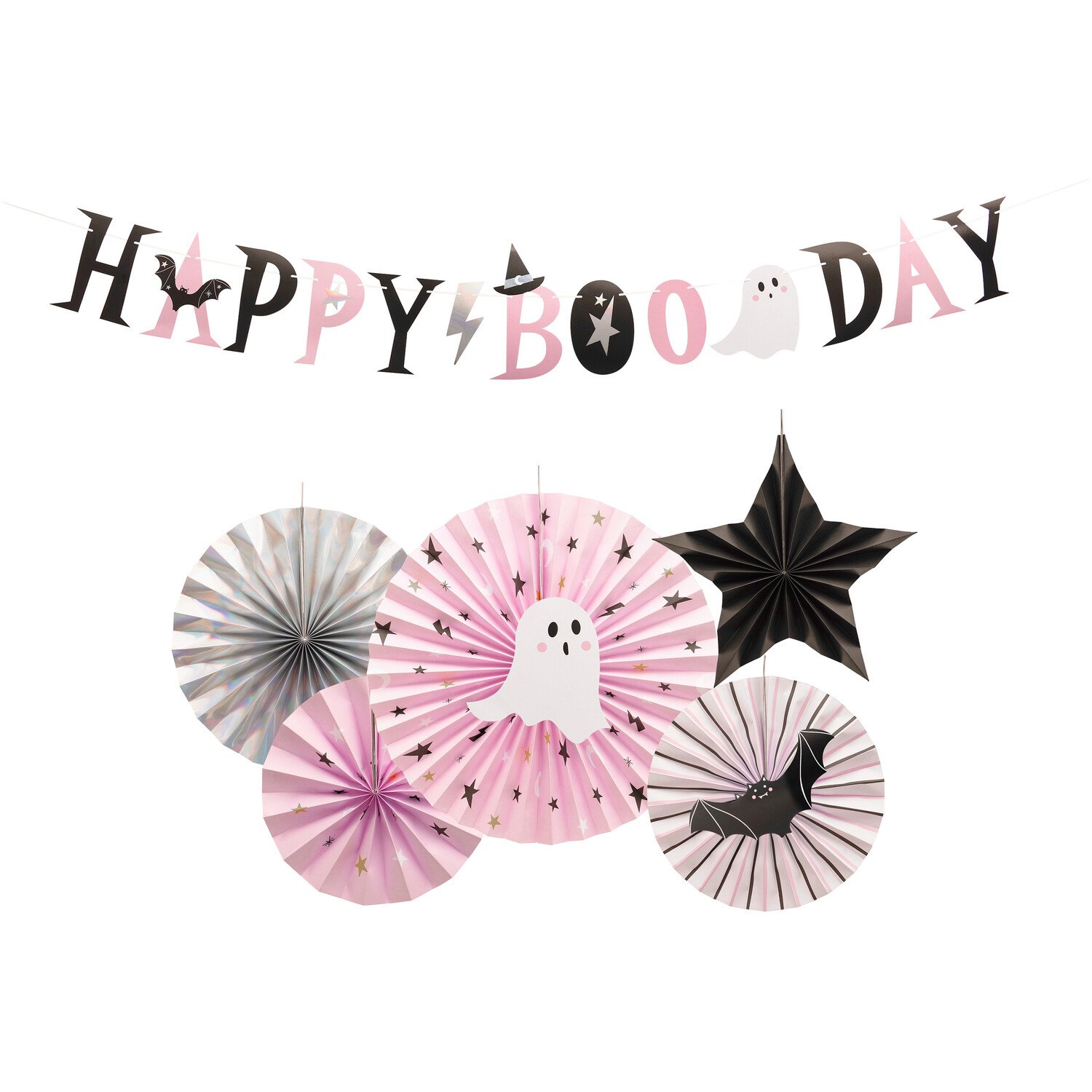 Trick or Treat Pink Bunting Black and Pink Image 1