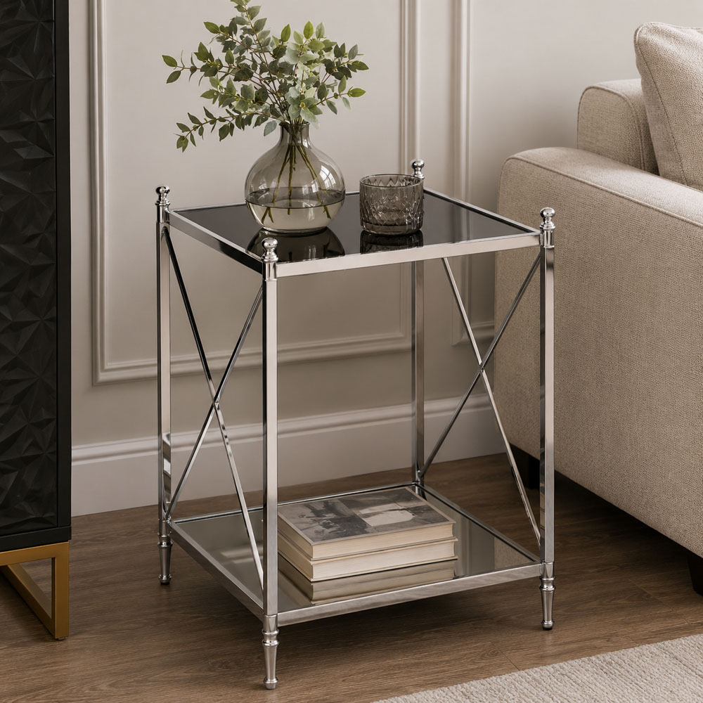 Premier Housewares Hoffmann Silver Square Side Table Image 2