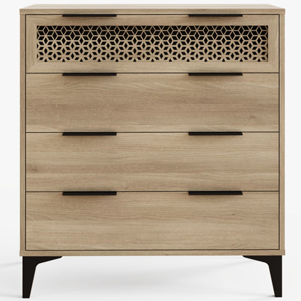 GFW Ezra 4 Drawer Oak Chest of Drawers Image 3