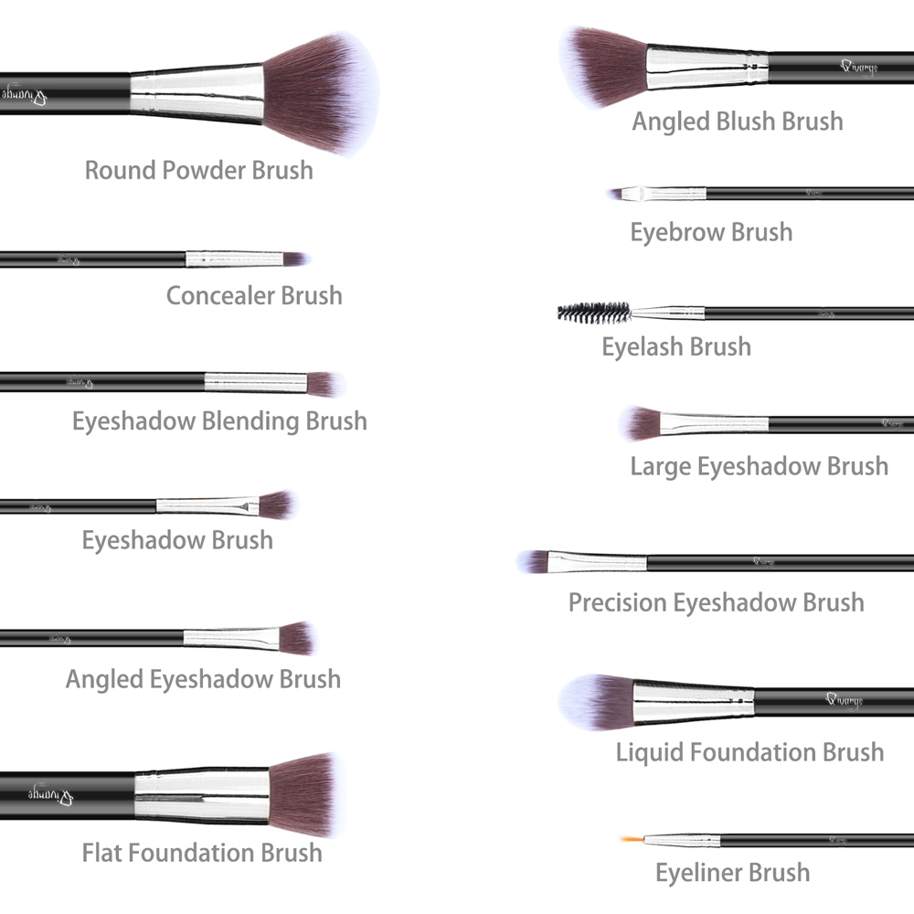 Living and Home 12 Piece Silver Professional Makeup Brush Set Image 4