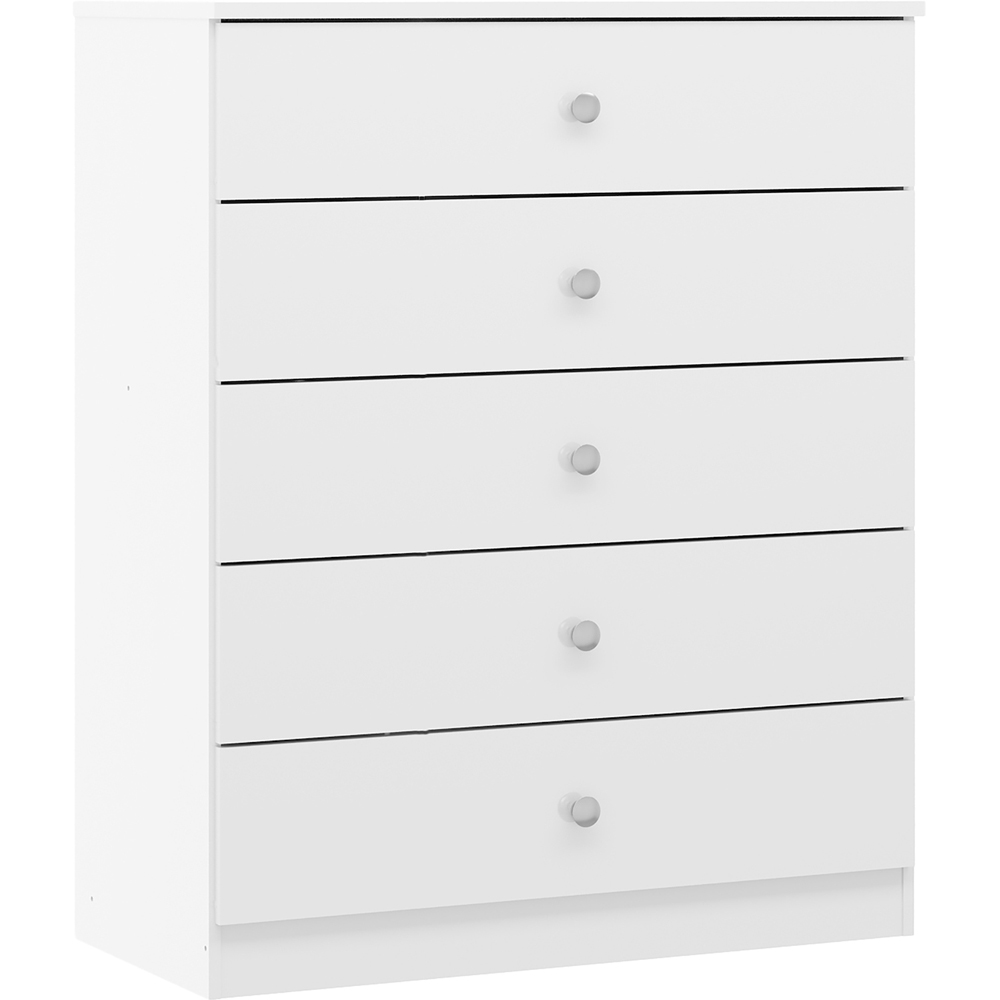 Seconique Denver 5 Drawer White Gloss Storage Chest Image 2
