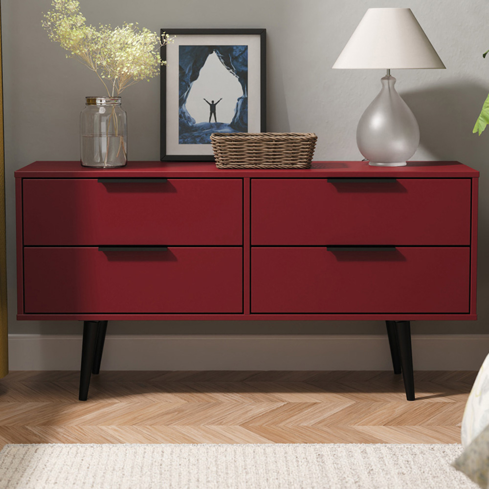 Crowndale Hong Kong 4 Drawer Matt Red and Black Bed Box Ready Assembled Image 1