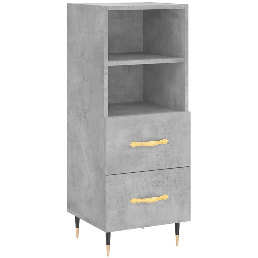 vidaXL Single Door 2 Drawer 2 Shelf Concrete Grey Highboard Image 5