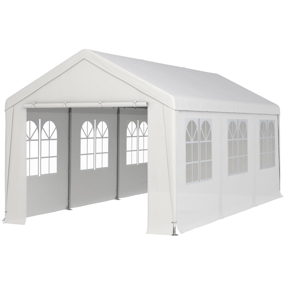 Living and Home Outdoor Canopy Steel Carport with Removable Door 9.8x 19.5ft Image 2