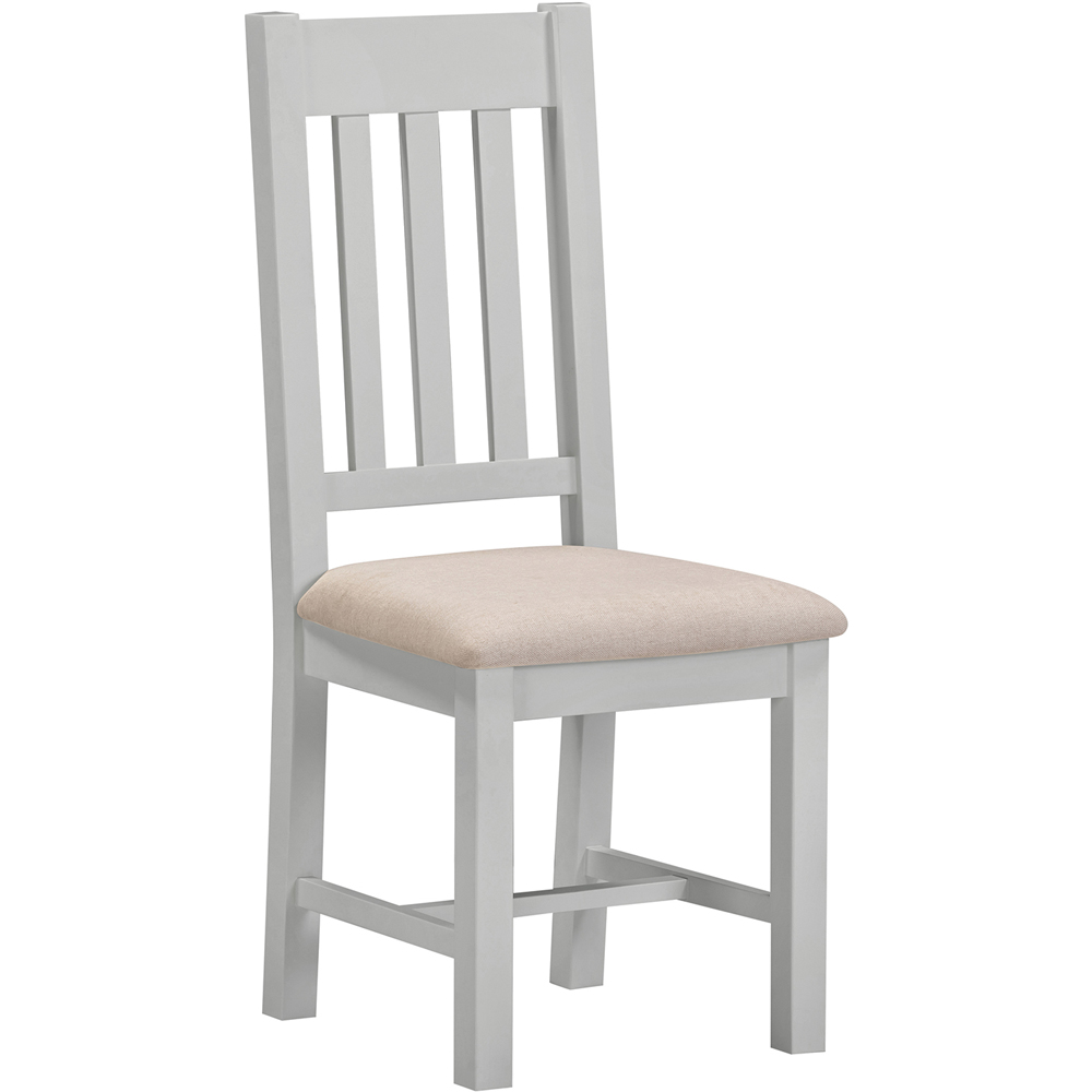 Seconique Windsor Sey of 2 Pebble Grey and Oat Fabric Slatted Dining Chair Image 2