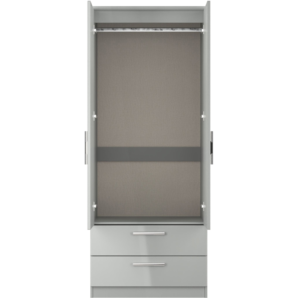 Crowndale Knightsbridge 2 Door 2 Drawer Grey Gloss and Dusk Grey Wardrobe Ready Assembled Image 5