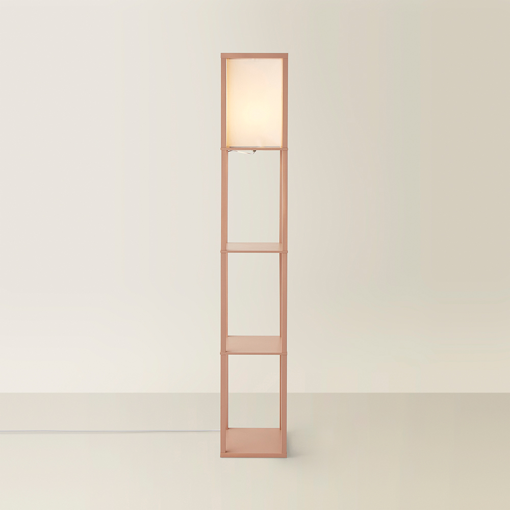 ValueLights Struttura Fabric Shade Yellow Shelving Unit Floor Lamp with Bulb Image 5