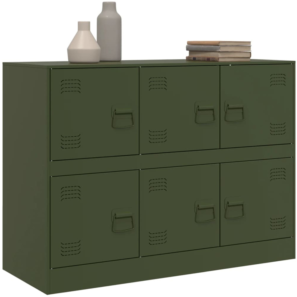 vidaXL 6 Door Olive Green Metal Sideboard Image 4