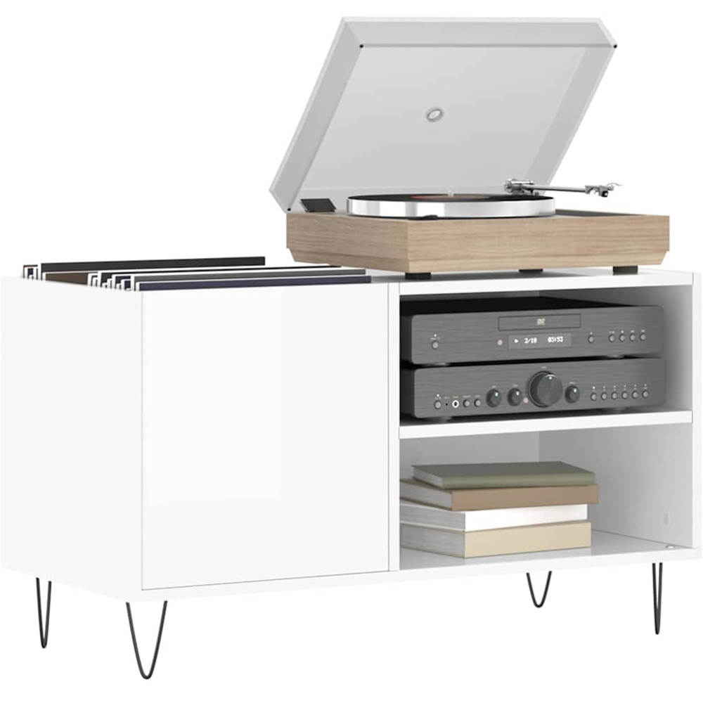 vidaXL 2 Shelf White Record Cabinet Image 3