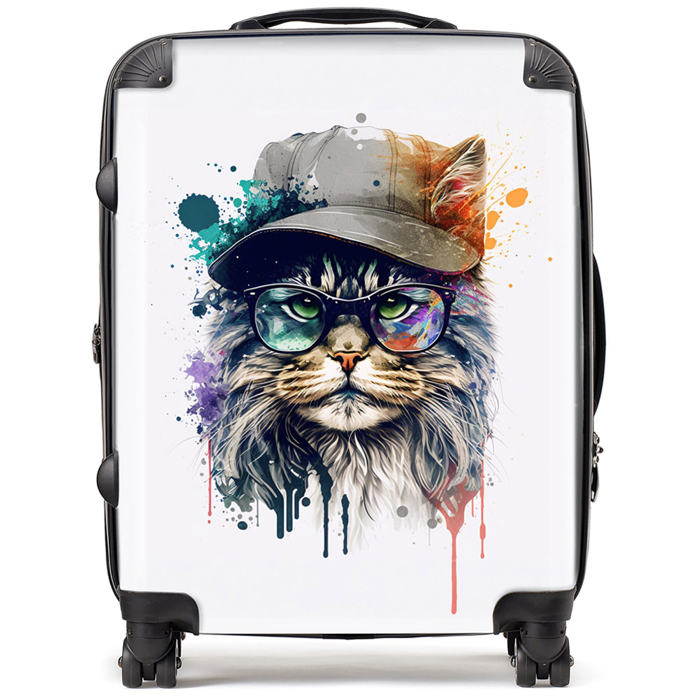 Warren Reed Designer Large Splashart Maine Coon Cat Suitcase Image 1