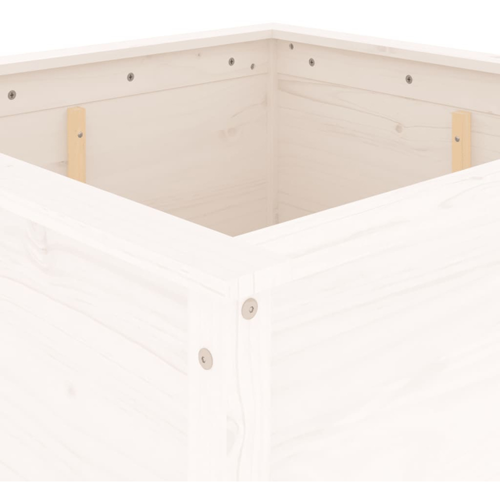 vidaXL White Solid Pine Wood Garden Planter 82.5 x 82.5 x 78cm Image 6