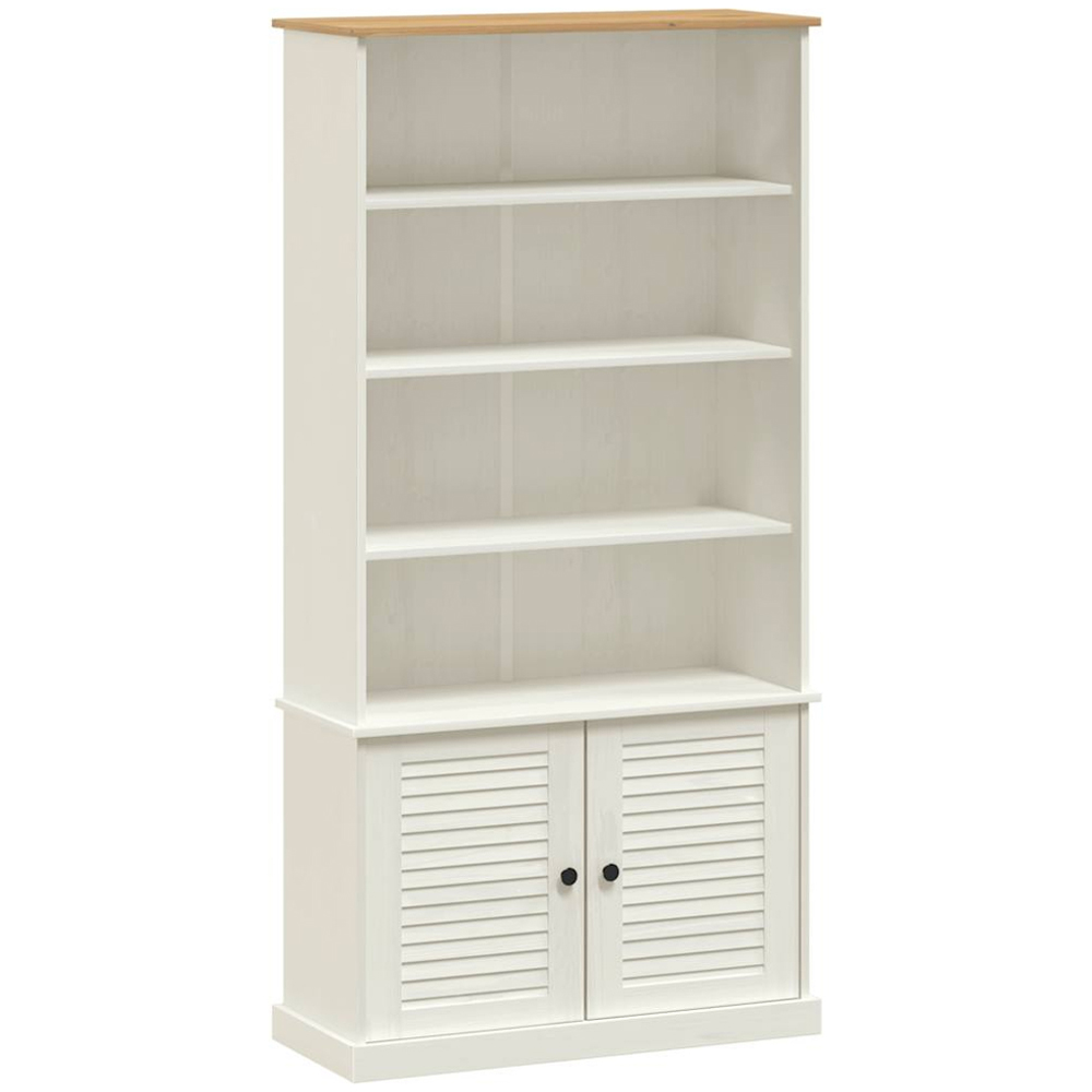 vidaXL 2 Door 4 Shelf White Pine Wood Bookcase Image 2