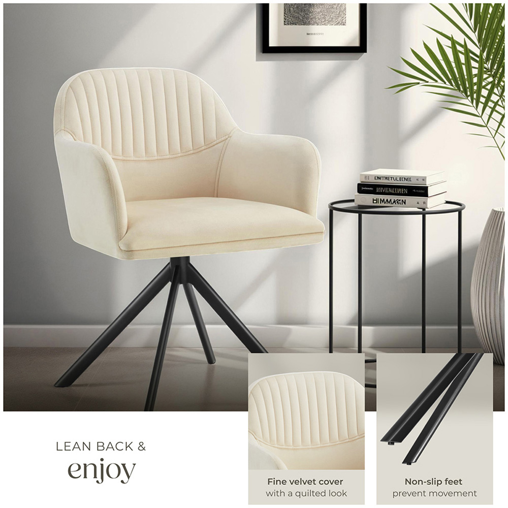 tectake Cream Black Velvet Swivel Armchair Image 8