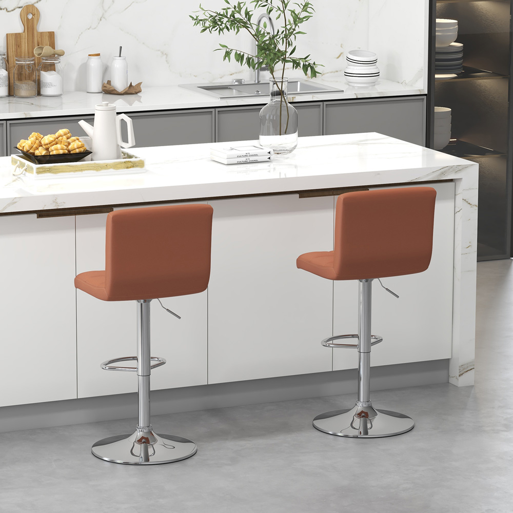 Costway Coffee PU Leather Bar Stool Set of 2 Image 3