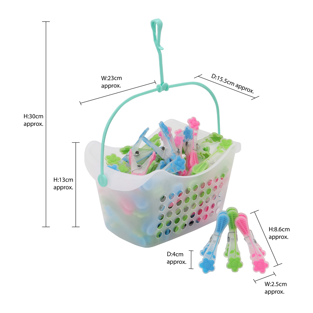 JVL Prism Soft Touch Flower Pegs and Peg Basket in Assorted Style 72 Pack Image 9