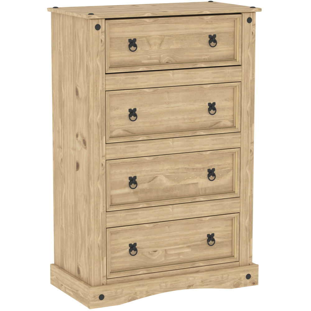 Vida Designs Corona 4 Drawer Pine Chest of Drawers Image 2