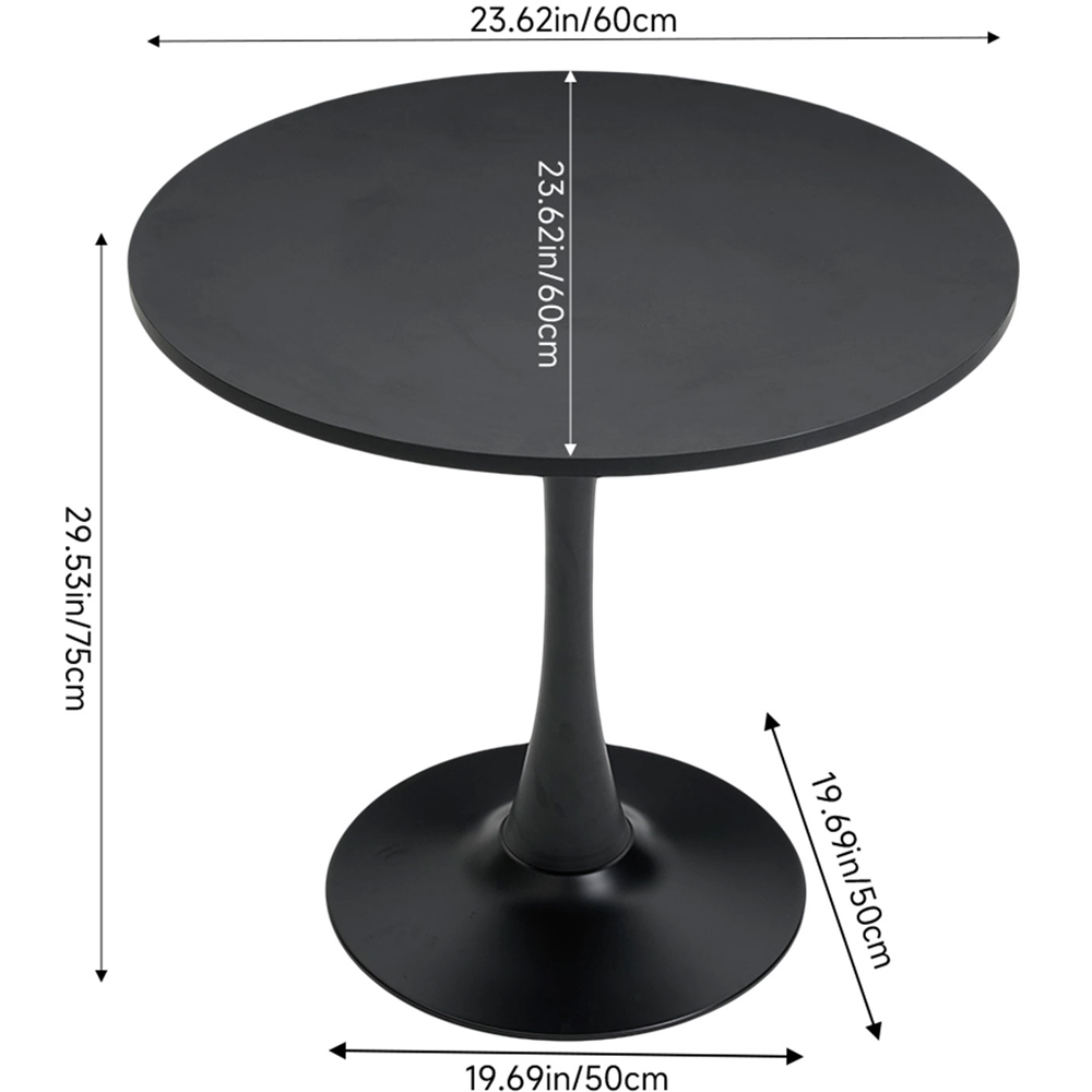 Living and Home 2 Seater Metal Base Modern Round Dining Table Black Image 9