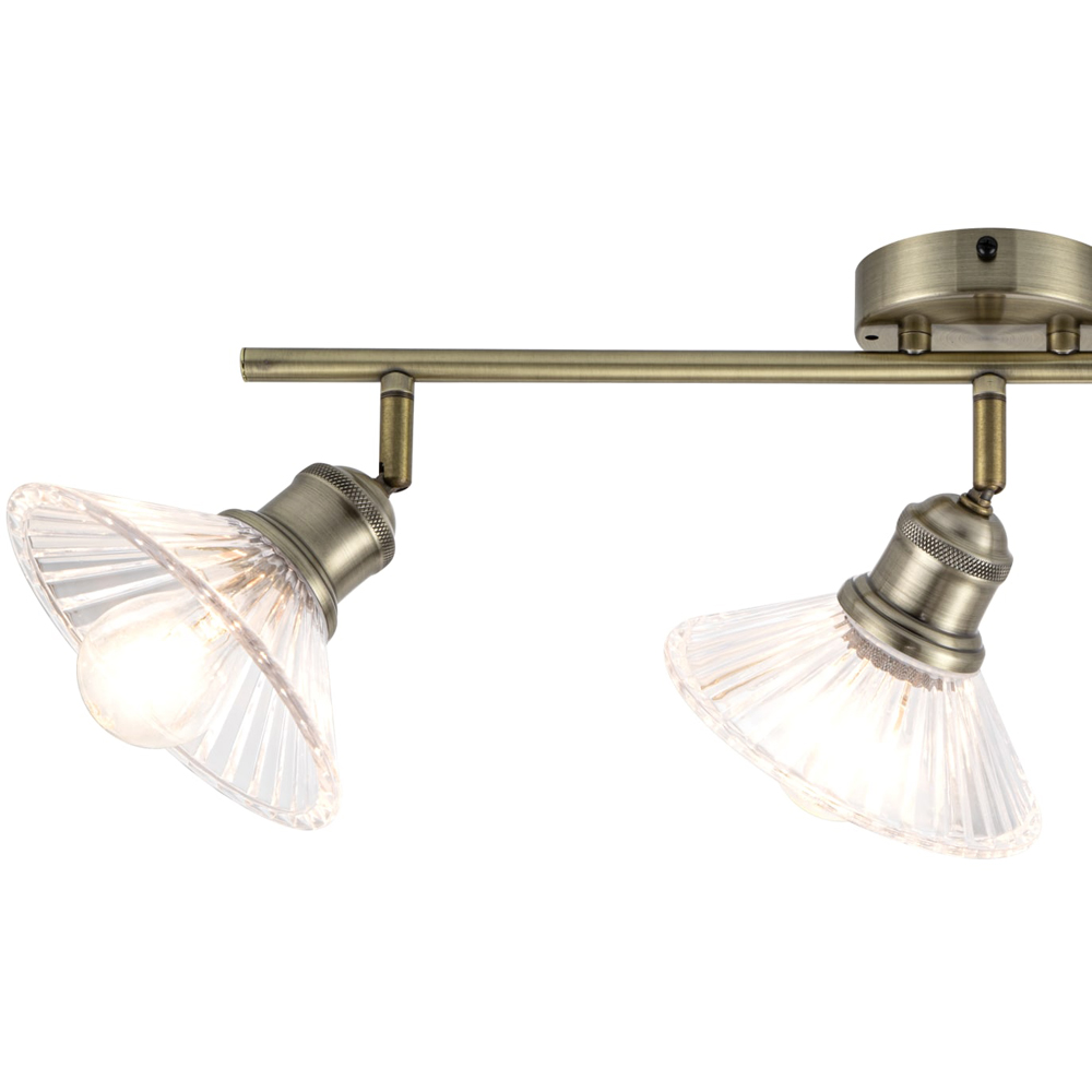 Cosylyte Milan Bathroom 3 Light Antique Brass Ribbed Glass Spotlight Image 4