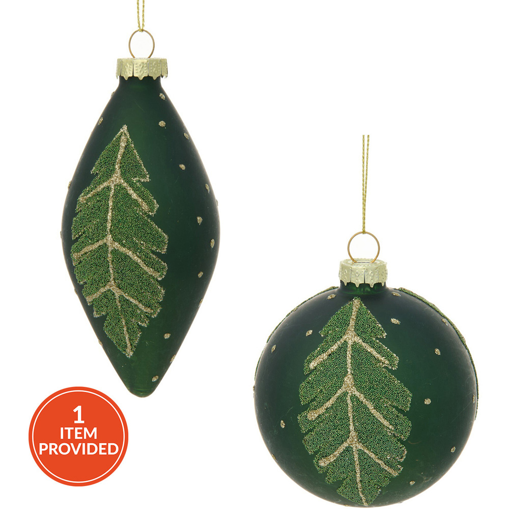 Green Leaf Design Bauble - Green Image 1
