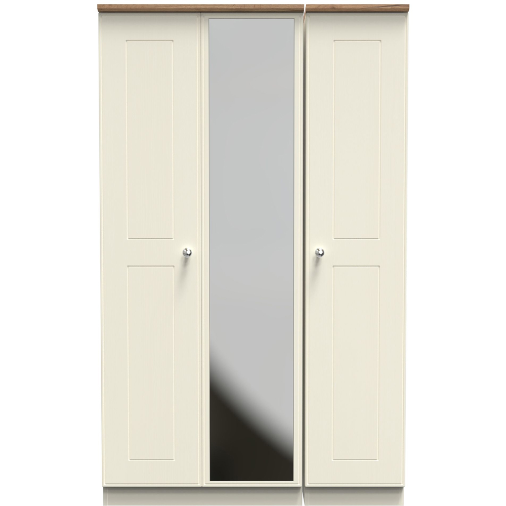 Crowndale Victoria 3 Door Cream Ash and Oak Mirror Wardrobe Image 2