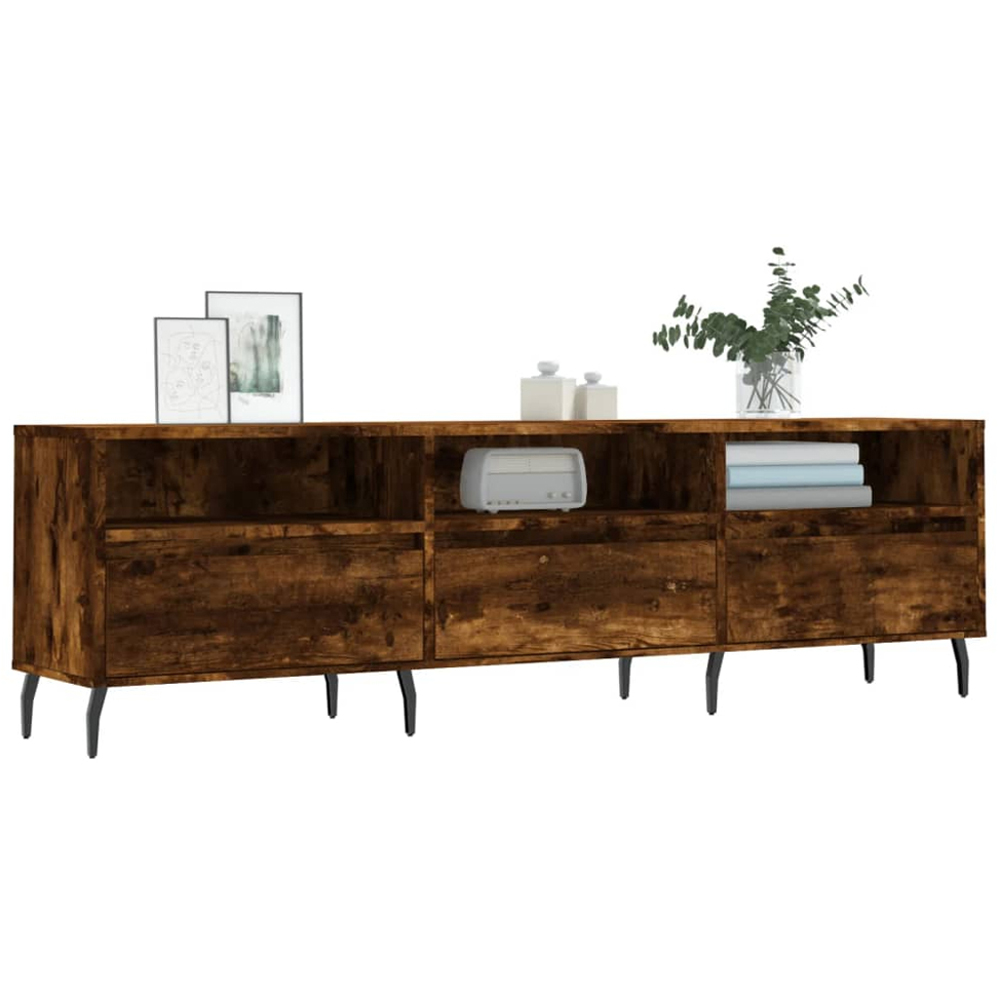 vidaXL 3 Door 3 Shelf Smoked Oak TV Cabinet Image 3