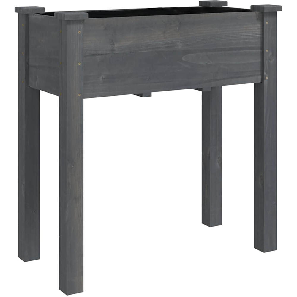 vidaXL Grey Fir Solid Wood Wheeled Garden Planter with Liner 80 x 37 x 71cm Image 2