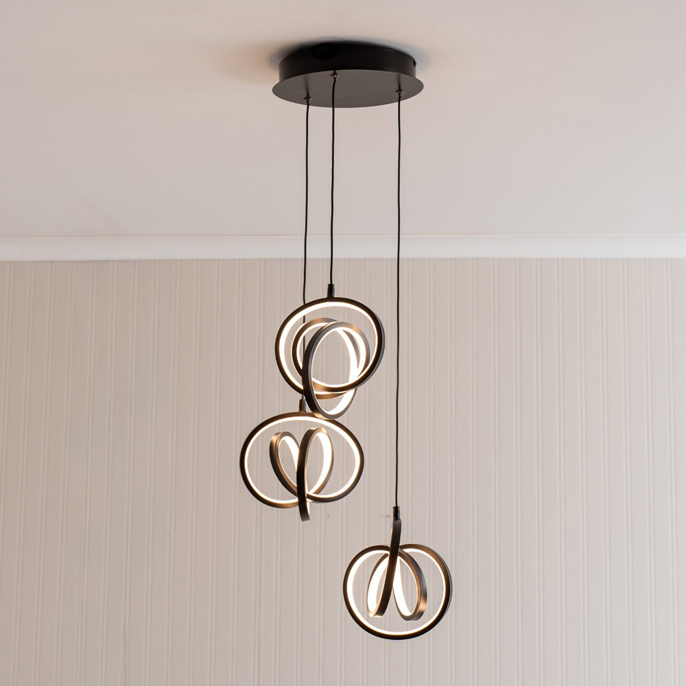 ValueLights Infinity Black Loop Twirl Cluster Drop Integrated LED Ceiling Light Image 2