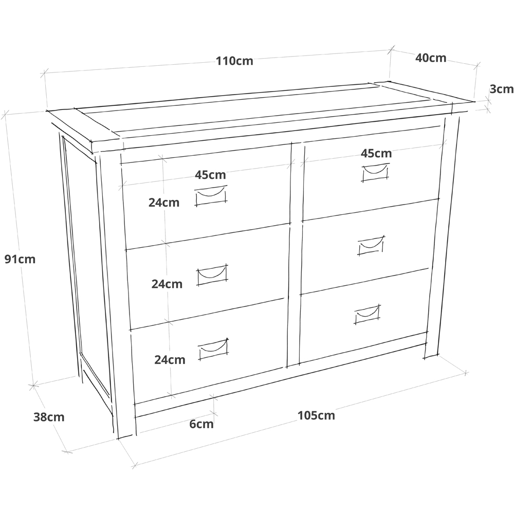Cabinet Bits Padua 6 Drawer Brown Brass Drop Handle Chest of Drawers Image 9